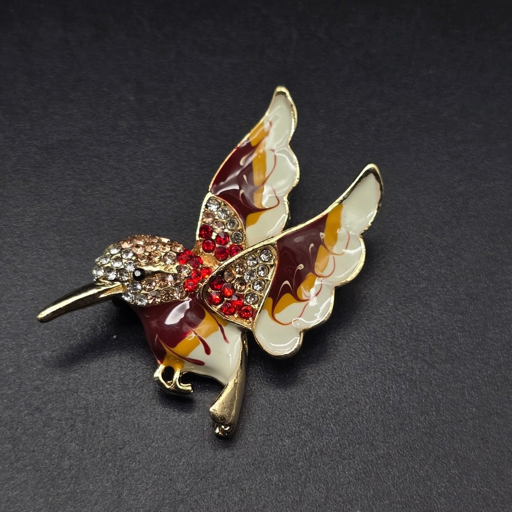 Hummingbird Brooch Enamel Rhinestone Multicolor Fashion Jewelry
